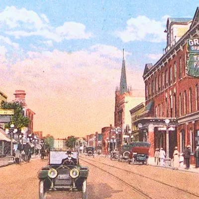 A vintage postcard of St. Paul Street in St. Catharines, Ontario.