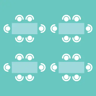 A diagram of a pods-style room set-up.