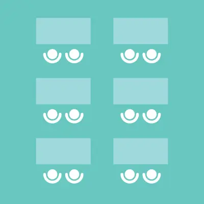A diagram of a classroom-style room set-up.