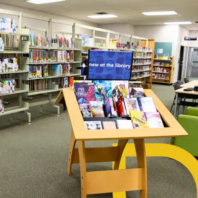 A colourful book display at the Merritt Branch on Hartzel Road.