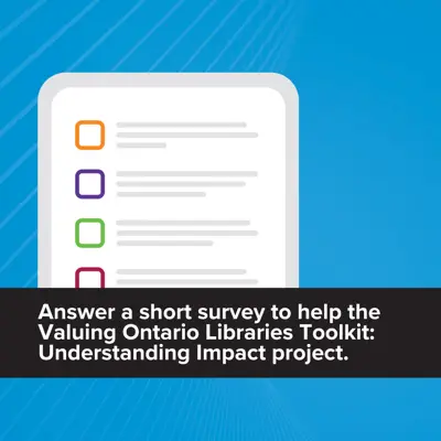 Graphic of a survey on a blue background.